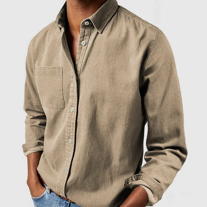 Men’s Casual Long Sleeve Button Shirt – Lightweight Relaxed Fit Everyday Essential