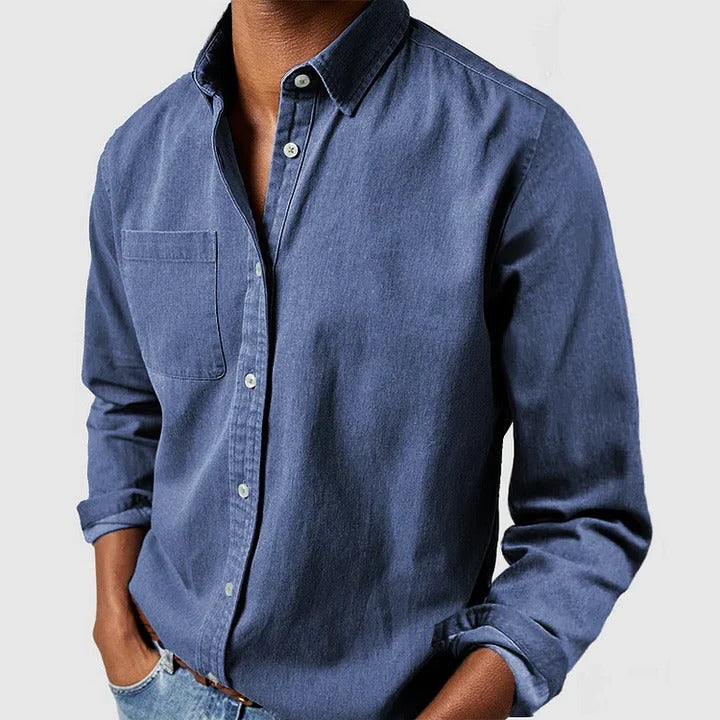 Men’s Casual Long Sleeve Button Shirt – Lightweight Relaxed Fit Everyday Essential