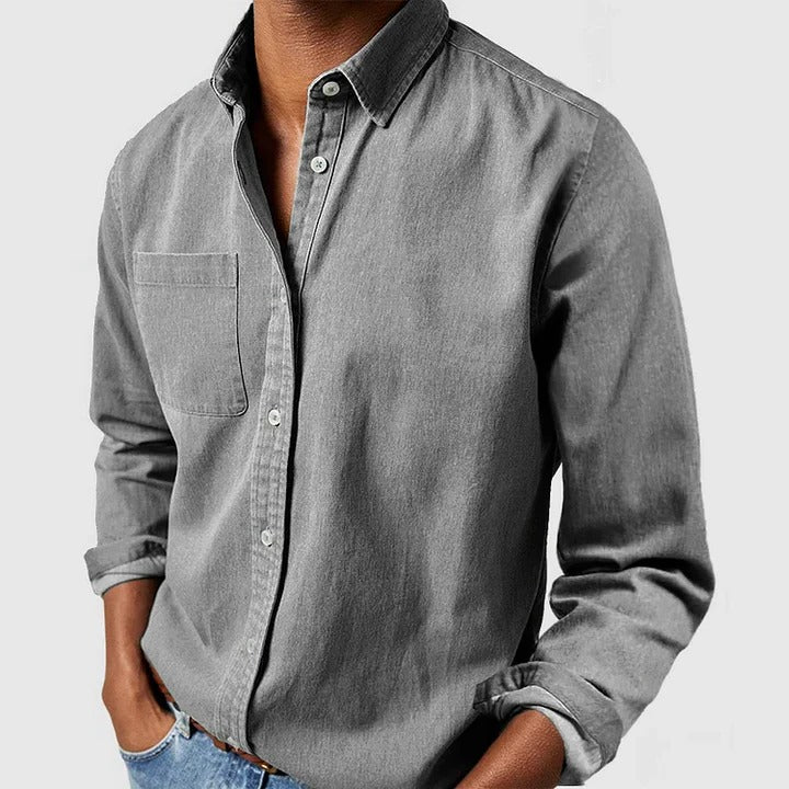Men’s Casual Long Sleeve Button Shirt – Lightweight Relaxed Fit Everyday Essential