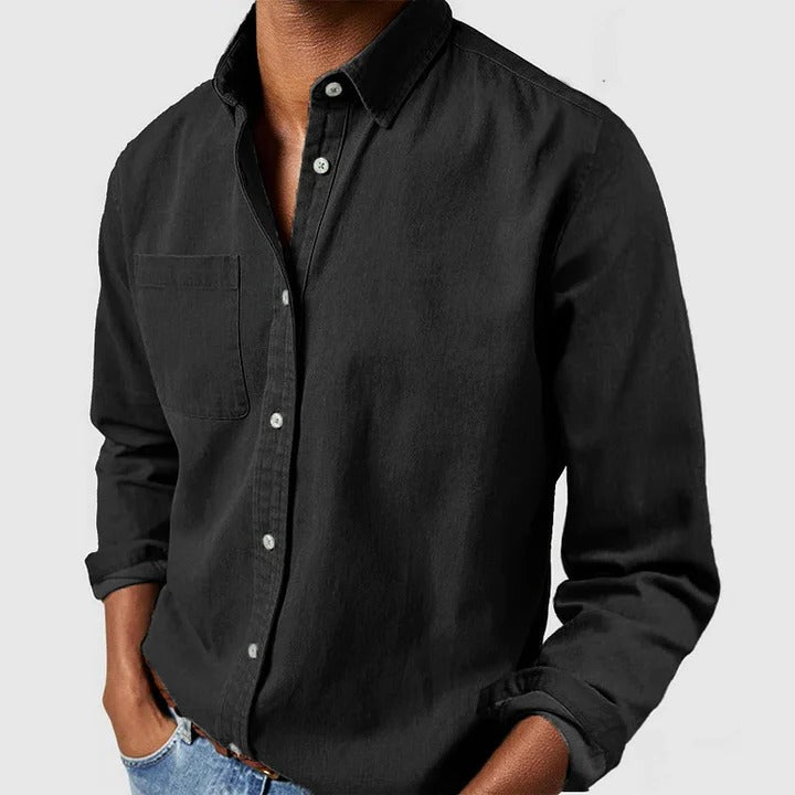 Men’s Casual Long Sleeve Button Shirt – Lightweight Relaxed Fit Everyday Essential