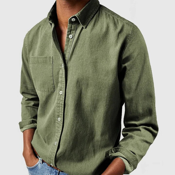 Men’s Casual Long Sleeve Button Shirt – Lightweight Relaxed Fit Everyday Essential