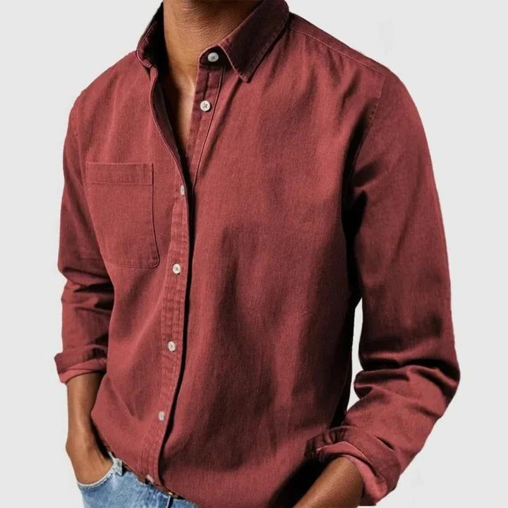 Men’s Casual Long Sleeve Button Shirt – Lightweight Relaxed Fit Everyday Essential