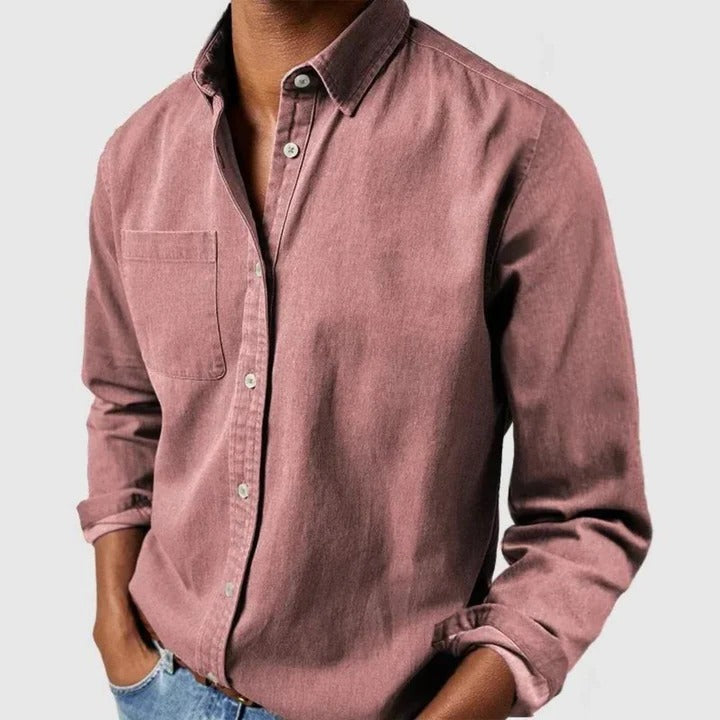 Men’s Casual Long Sleeve Button Shirt – Lightweight Relaxed Fit Everyday Essential