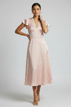 Women’s Lightweight A-Line Midi Dress – Tatting Detail Casual Pullover Dress