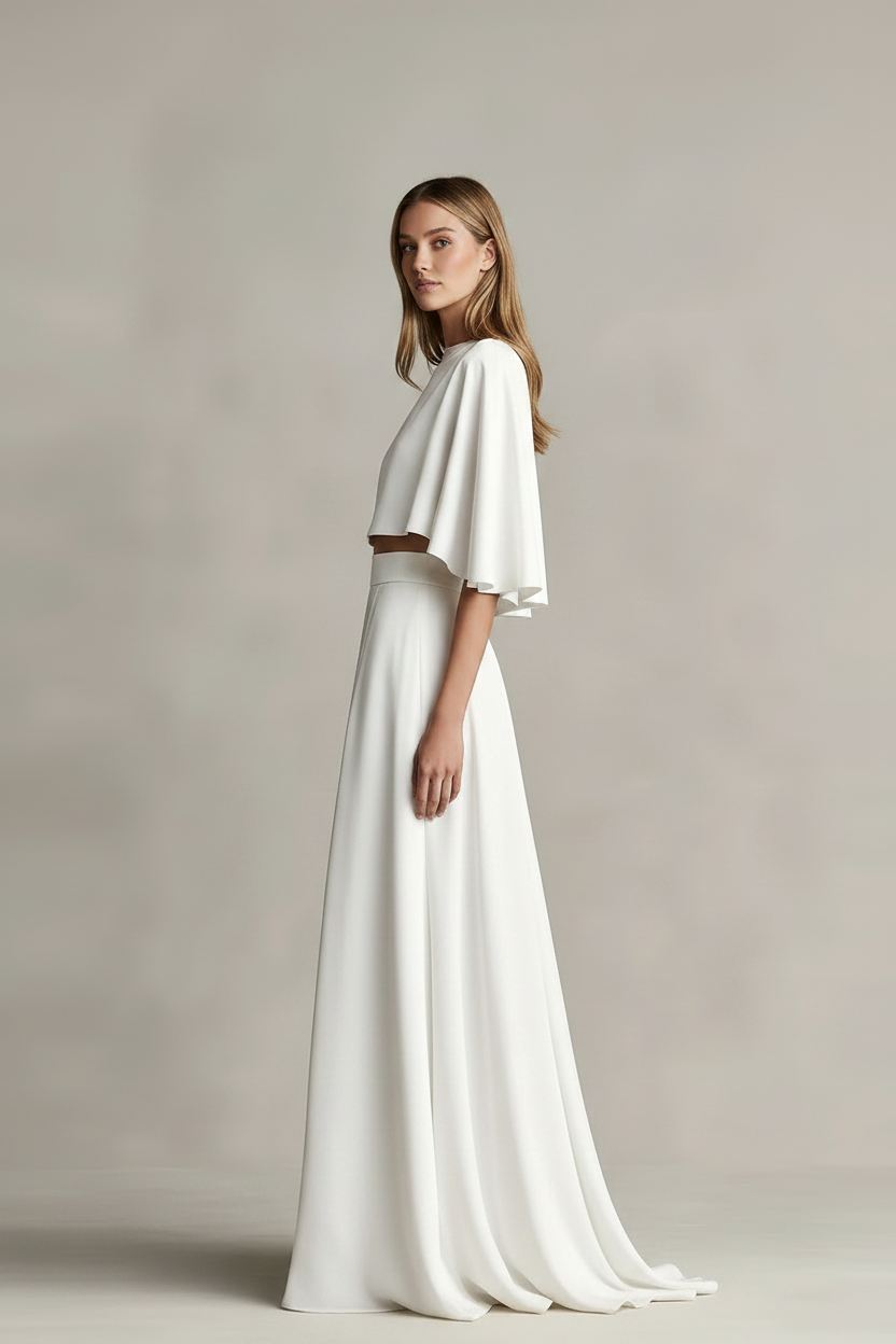 Women’s Casual Two-Piece Skirt Set – O-Neck Short Sleeve Top & Long Skirt