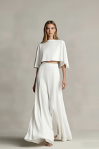 Women’s Casual Two-Piece Skirt Set – O-Neck Short Sleeve Top & Long Skirt